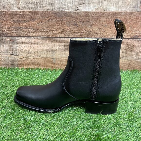 Men's Western Rodeo Genuine Black Leather Half Boots with Zipper Dubai Toe 266 - Picture 2 of 7